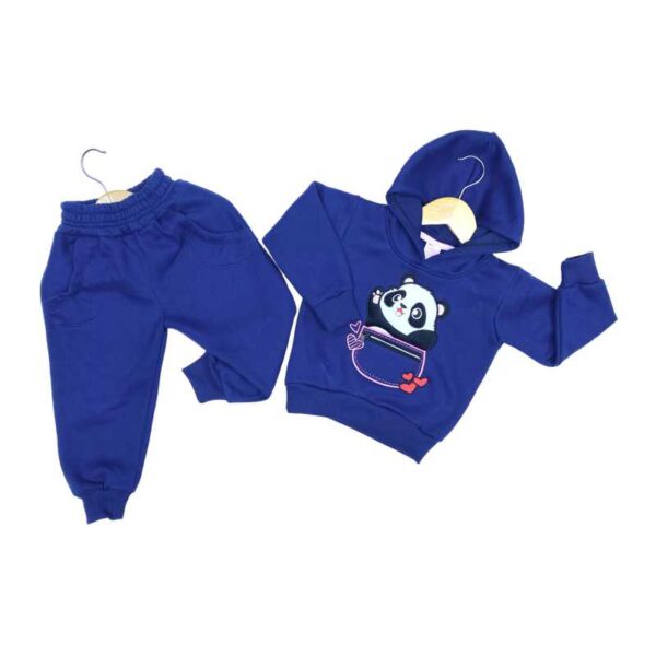 Conjunto para niños oso panda en franela reactiva color azul weinser