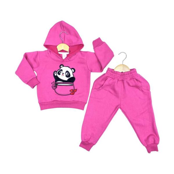 Conjunto para niños oso panda en franela reactiva color chicle weinser