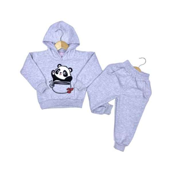 Conjunto para niños oso panda en franela reactiva color melange weinser