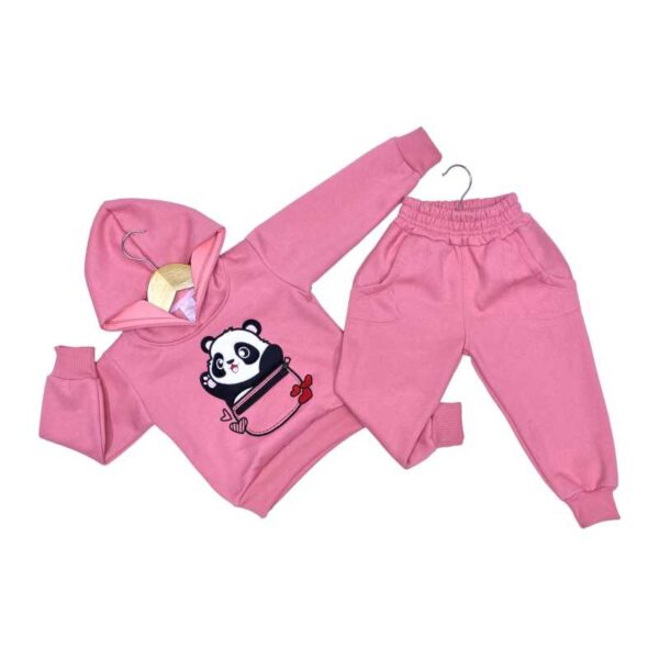 Conjunto para niños oso panda en franela reactiva color palo rosa weinser