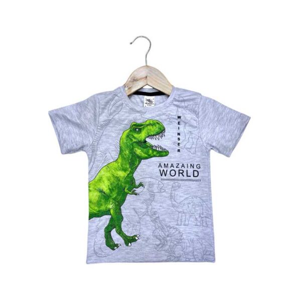 Polo para niños de algodón pima reactivo color melange modelo dinosaurio weinser